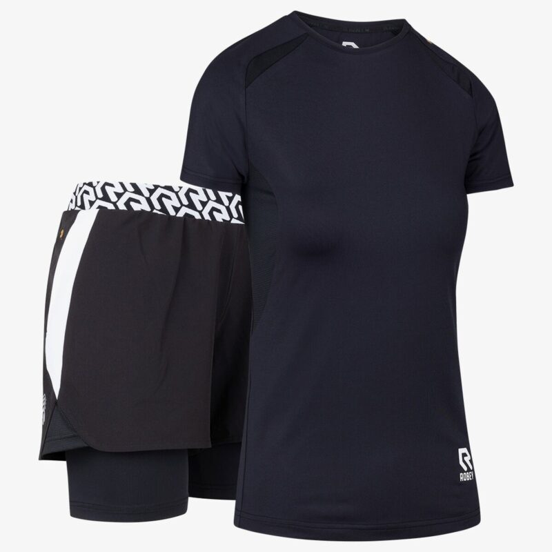 ROBEY Women's Gym Short and Shirt ( set black )
